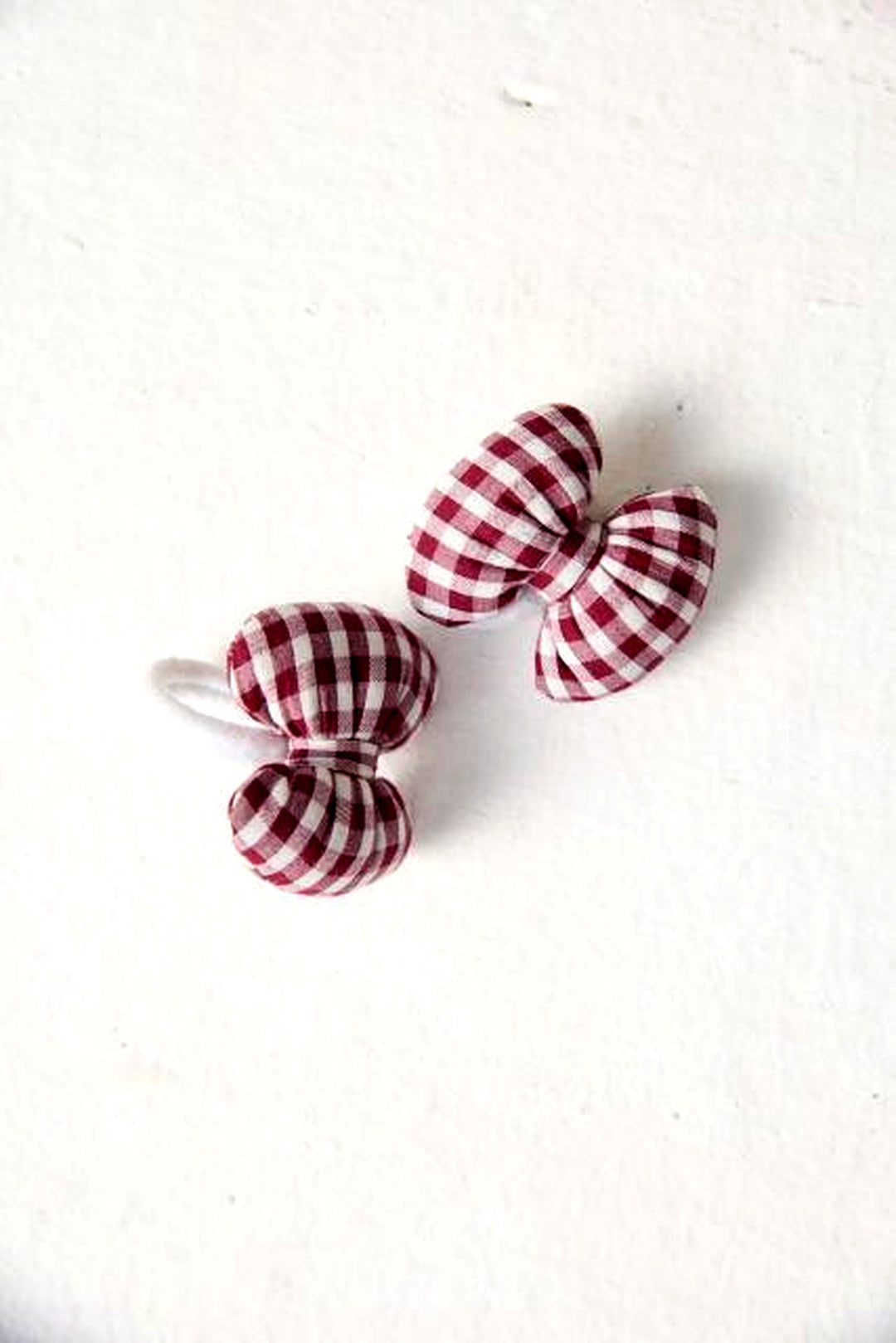 Bow Scrunchy maroon gingham