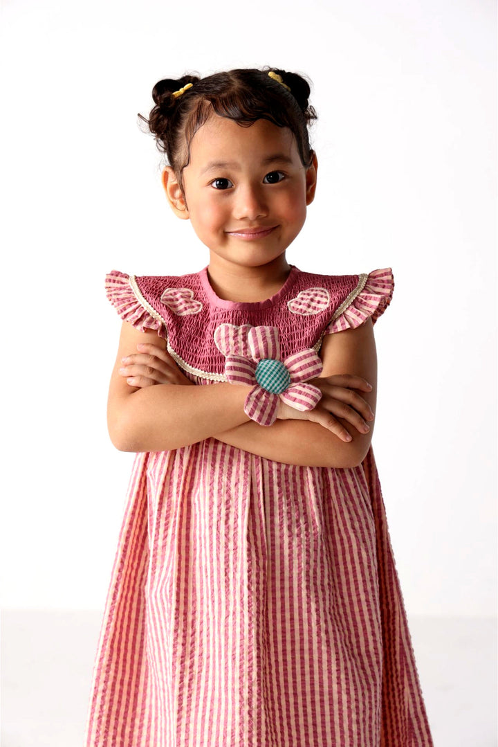 Flower Rubberband striped gingham center