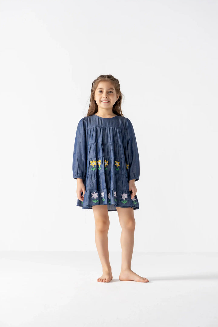 Indigo Petals Dress