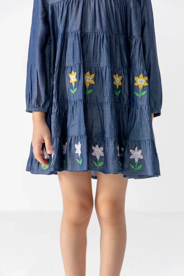 Indigo Petals Dress