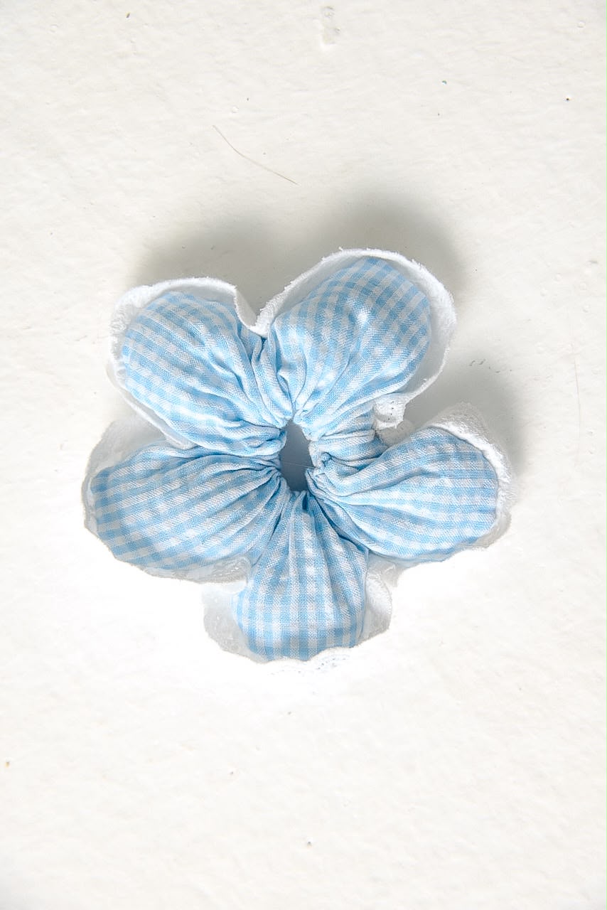 Gingham Check Petals Scrunchy