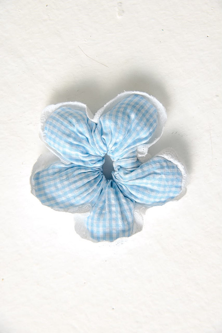 Gingham Check Petals Scrunchy