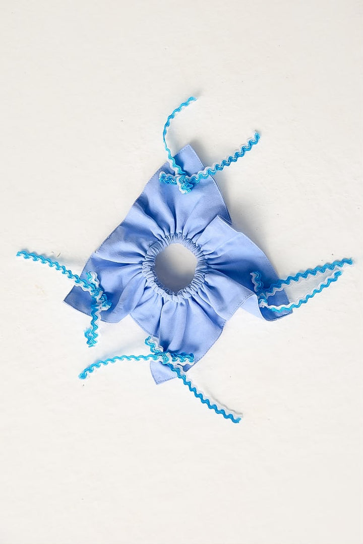 Blue Rickrack Scrunchy